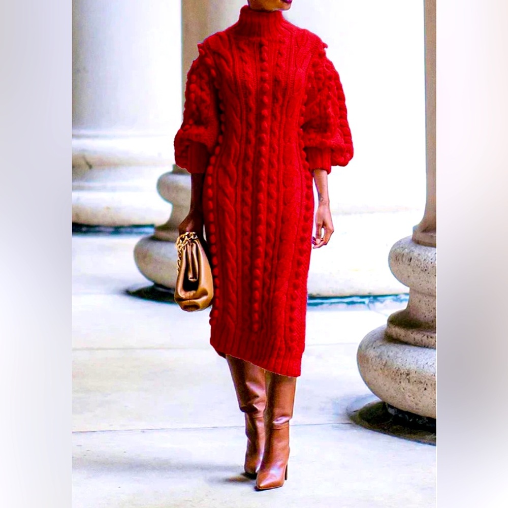 Red Sweaterdress w/split